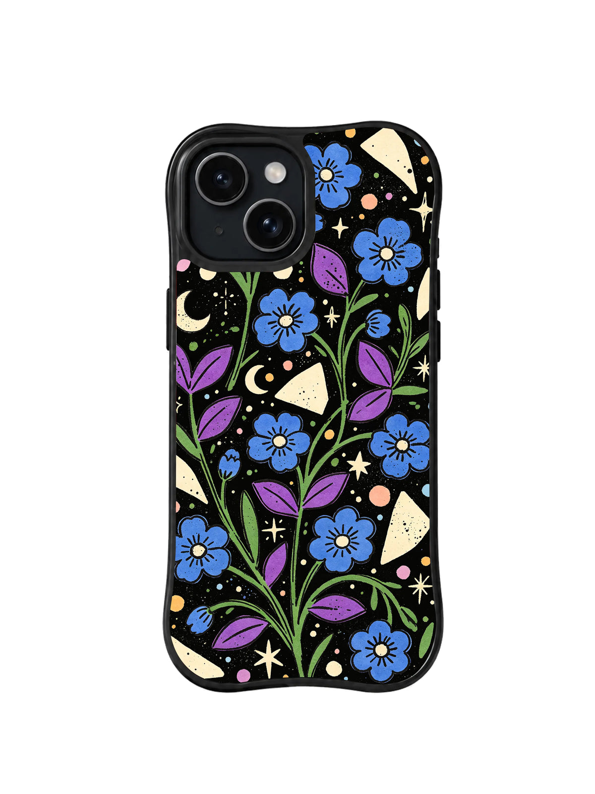 Moonlit Blue Bouquet pattern iPhone 15 Plus case