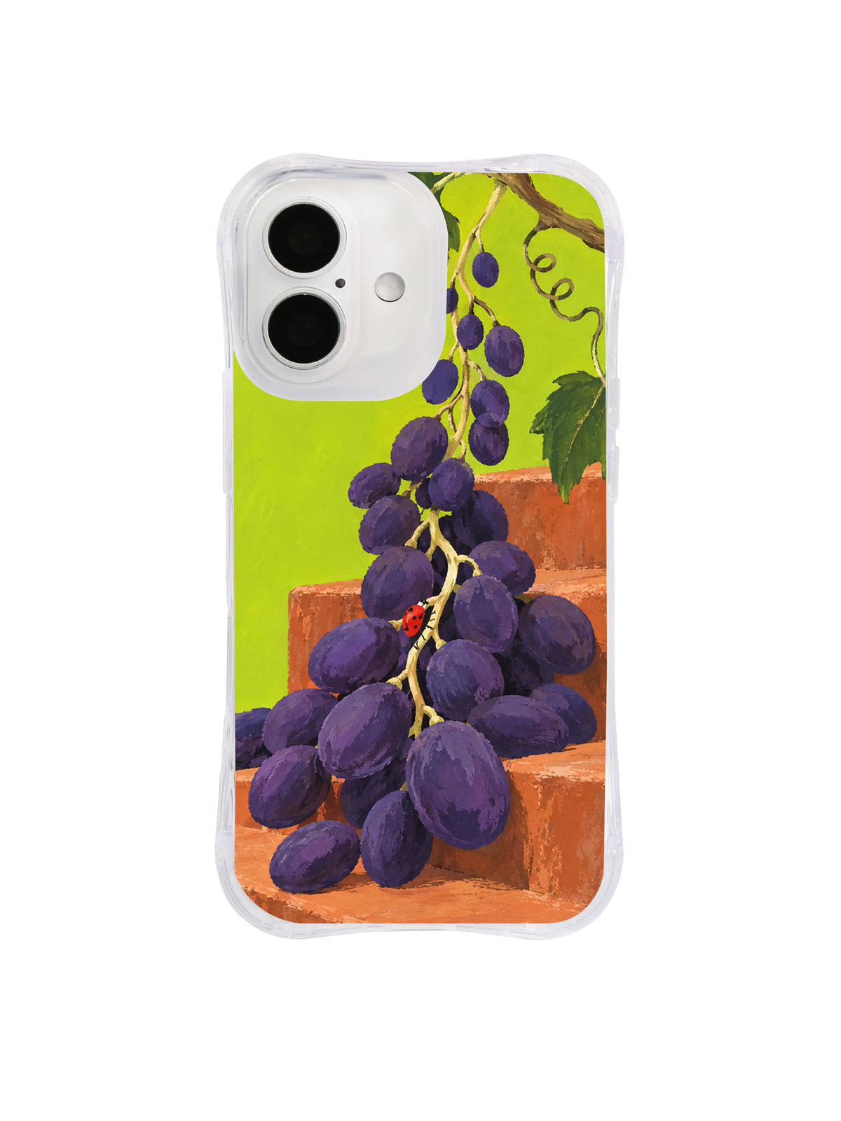Next step grape iPhone case pattern with cascading berries and angular cottagecore leaves