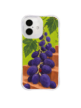 Citron green grape phone case pattern with royal-violet fruit, leaves and garden steps