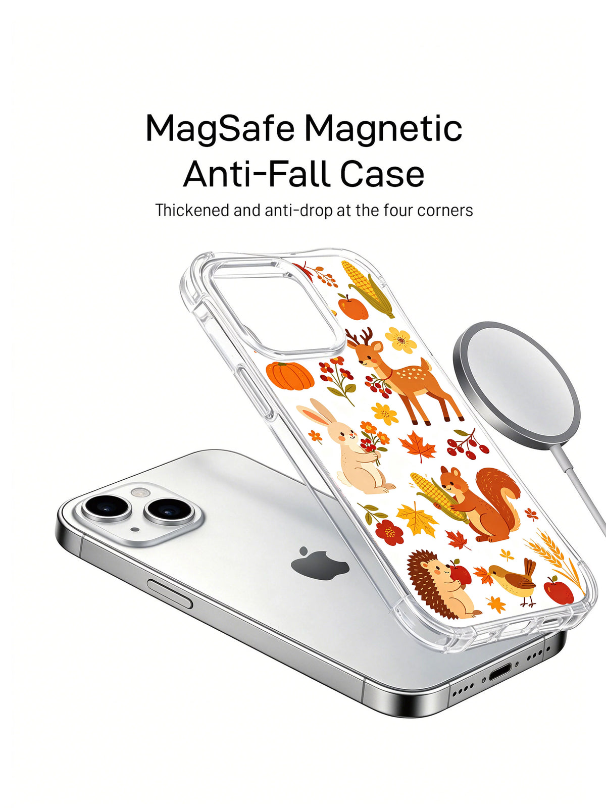 Gratitude Garden Feast: Phone and separate illustrated case beside a round accessory.