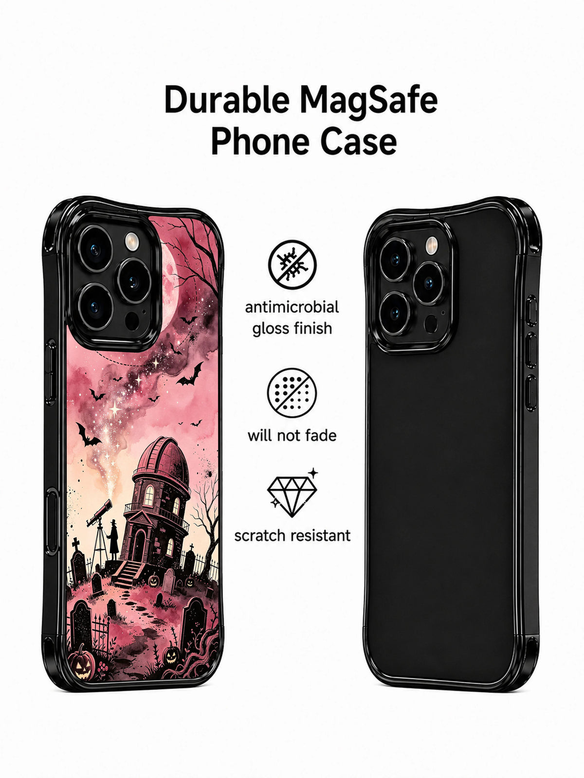 Pink moon observatory iPhone 13 Pro case artwork detail