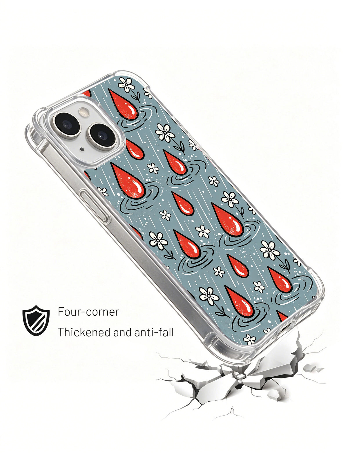 Gray Blue Raindrop Garden iPhone 14 Plus case impact view