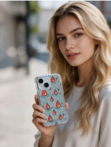 Gray Blue Raindrop Garden iPhone 14 Plus case lifestyle view