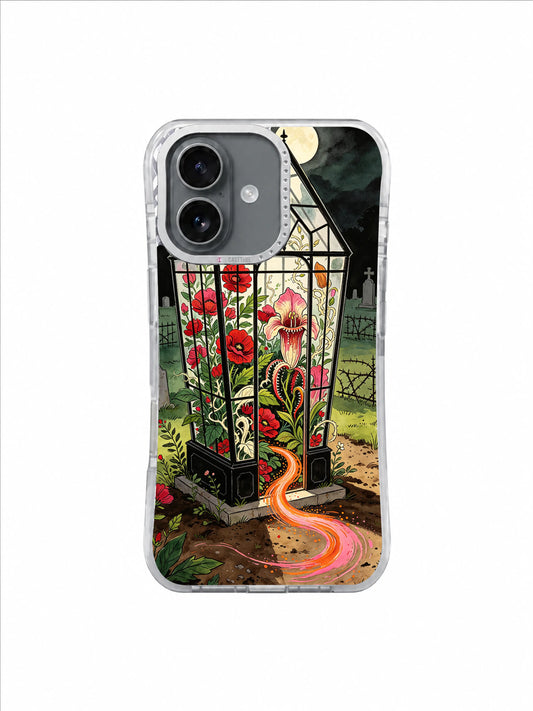 Scarlet Farewell Greenhouse artwork on Greenhouse of Farewell Blooms iPhone 17 Case