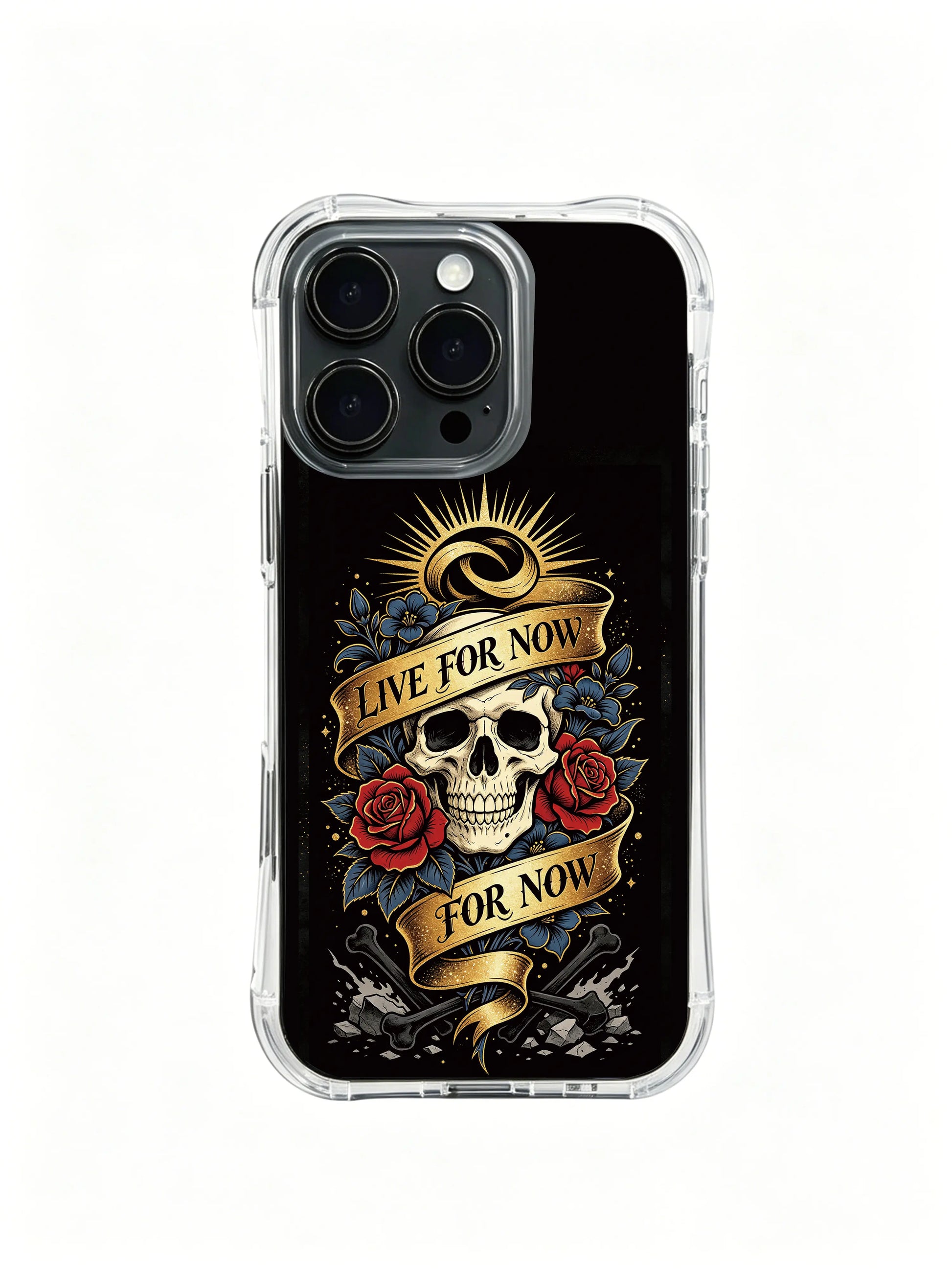 Cold grim structure matched with warm floral glow PhoneCasing, ornamental artistic iPhone 14 Plus Case, slim lightweight portable casing.