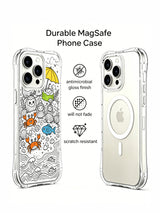 Adorable anthropomorphic sea creature doodle iPhone 15 pro Case by Nico Scribble, UV-printed personalized phone casing from PhoneCasing, transparent slim illustrated phone cover.