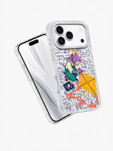 Tail for a Grounded Kite transparent case angled view for iPhone 17 Pro