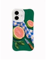 Unplanned Afternoon guava picnic artwork on an iPhone 16 case