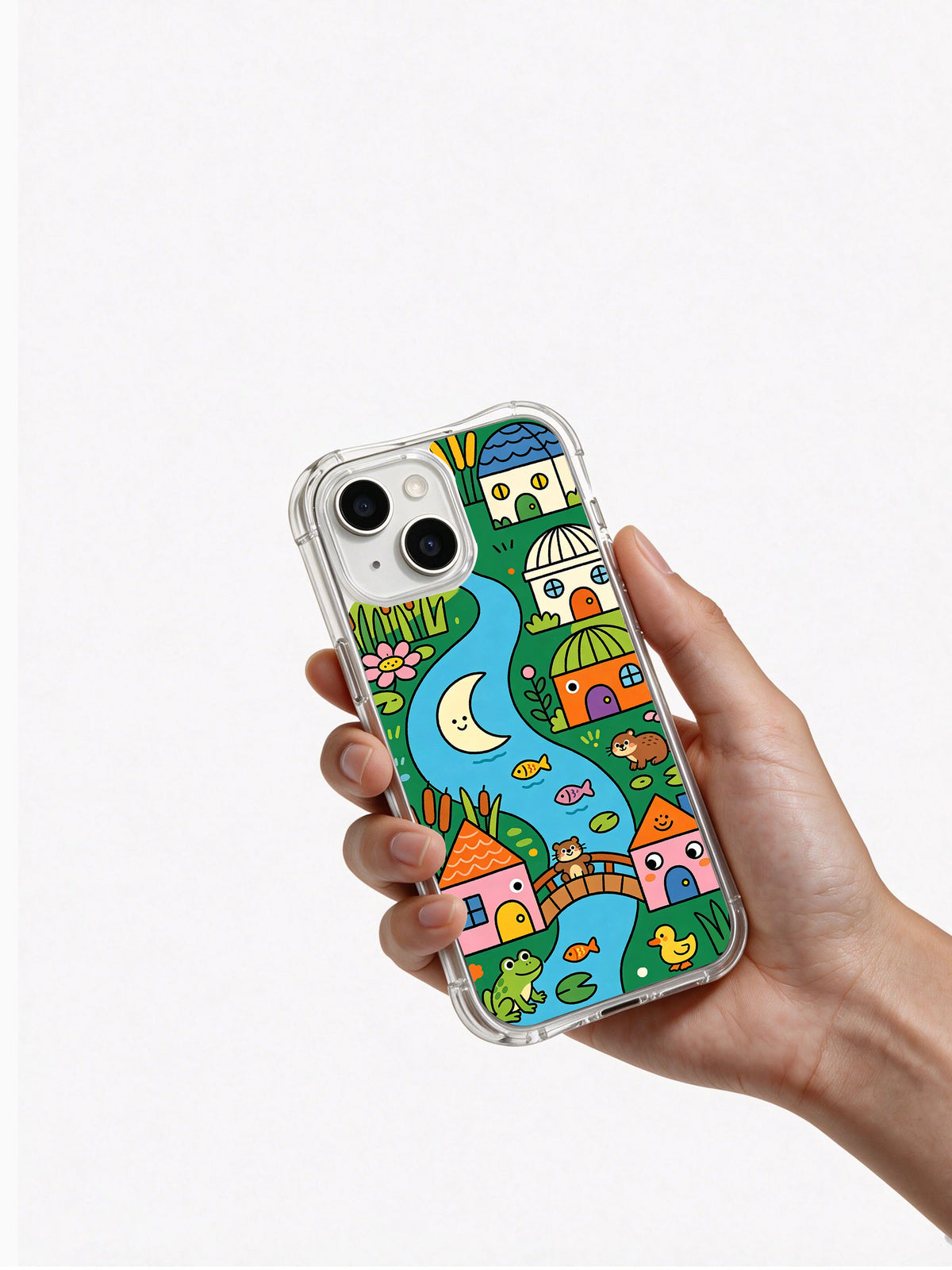 Happy Animal Neighborhood iPhone 14 Plus case back view