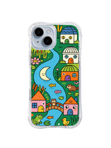 The Happy Animal Neighborhood cute folk art iPhone 14 Plus case front view