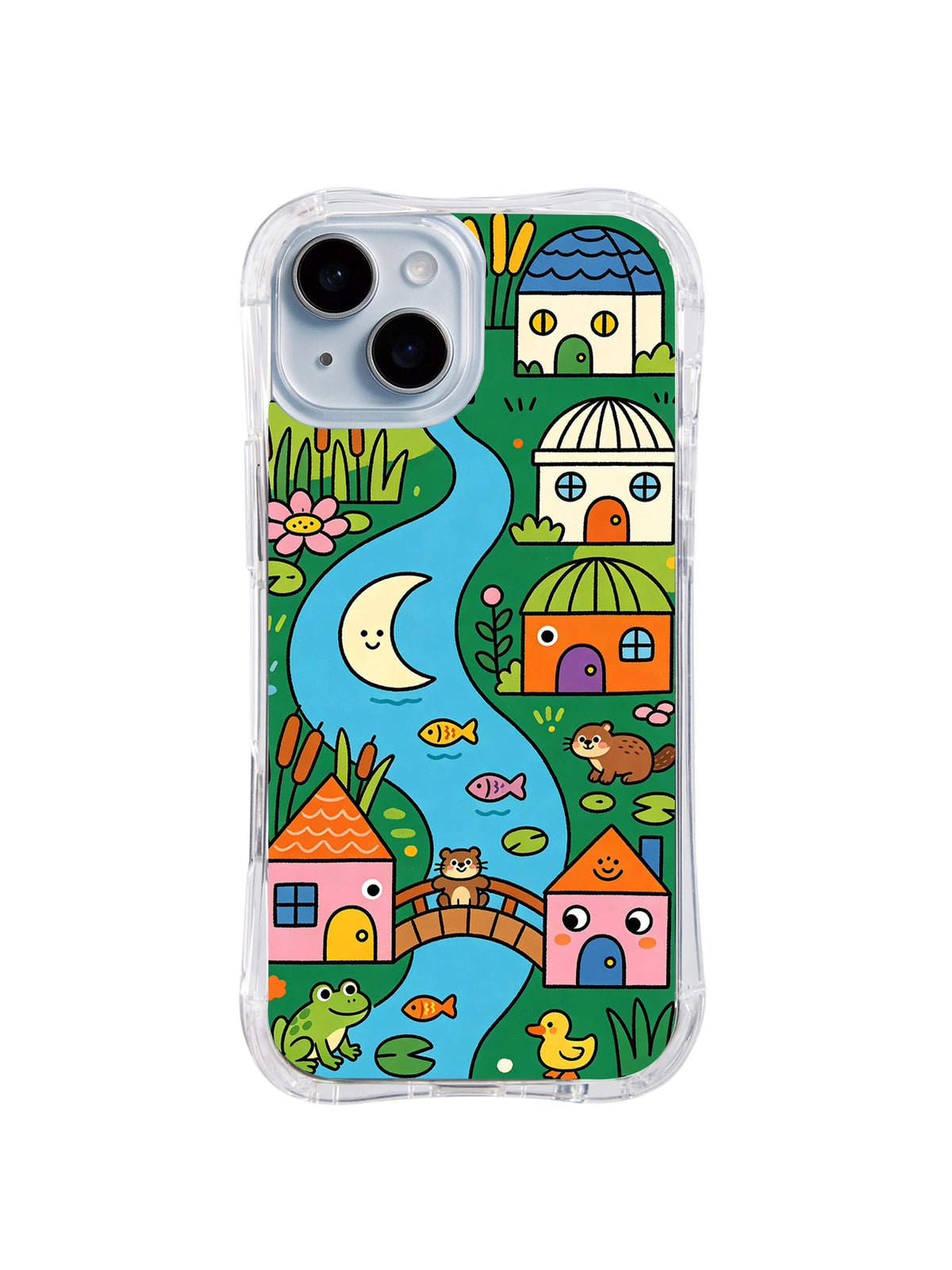 The Happy Animal Neighborhood cute folk art iPhone 14 Plus case front view