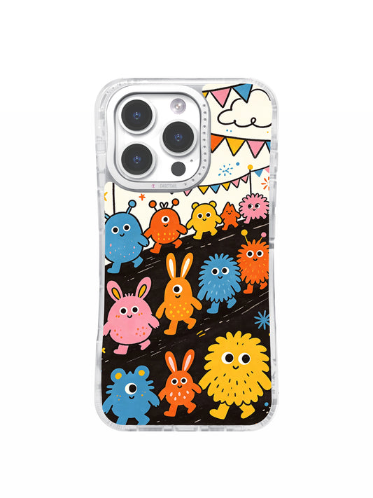 Happy Abstract Animal Parade iPhone 15 Pro Max case front view