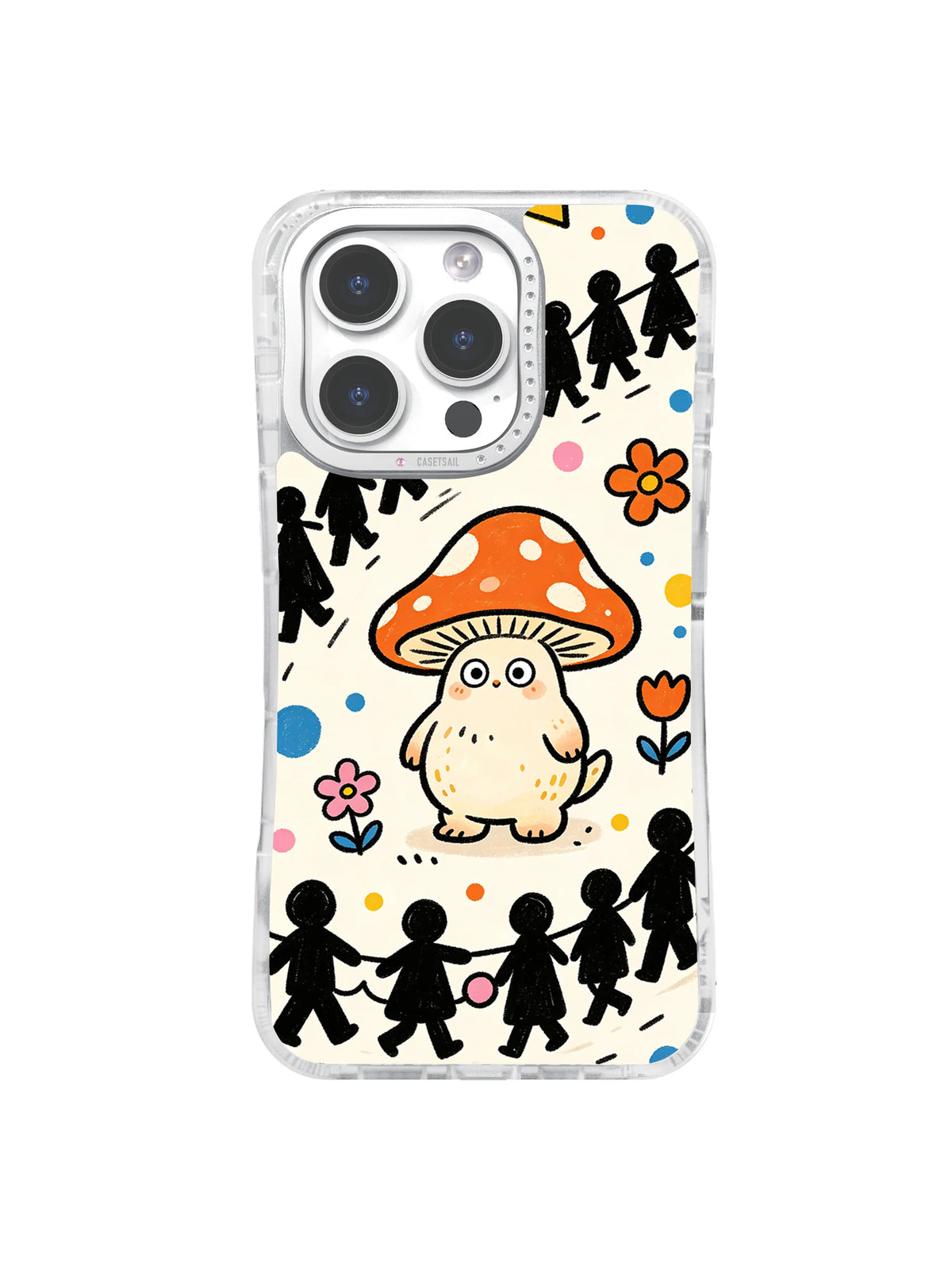 Mushroom Friend Circle pattern iPhone 15 Pro Max case