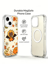 Happy Bat Flower Garden iPhone 14 case front and back views