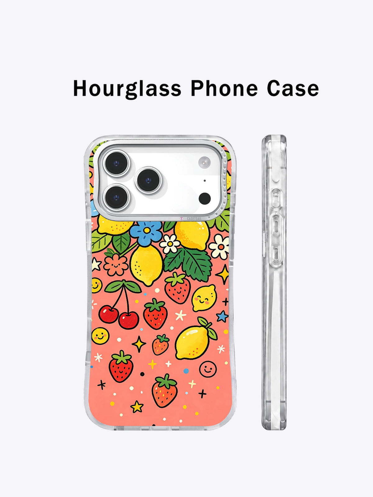 Happy Fruit Symphony iPhone 17 Pro Max case side view