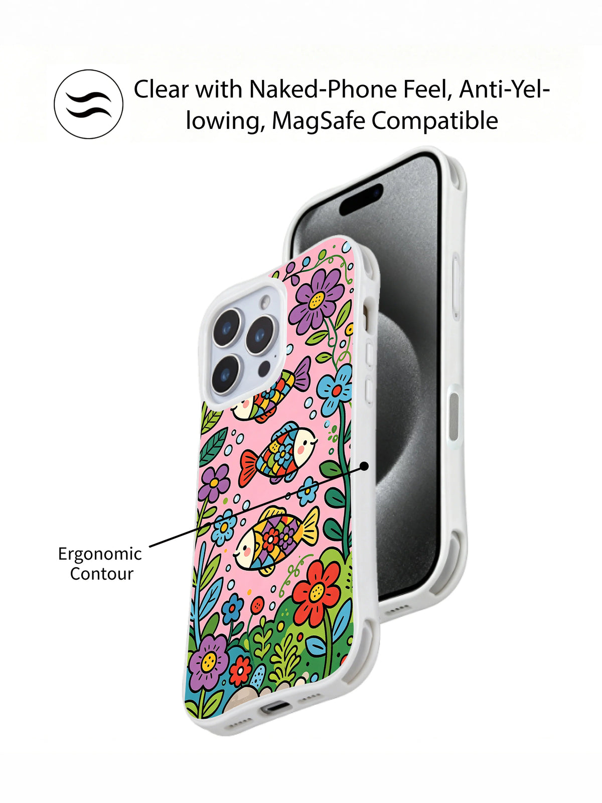 Happy garden fish iPhone 14 Pro case camera detail