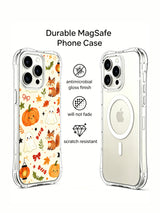 Happy Halloween Forest Friends iPhone 14 Pro case front and clear back views
