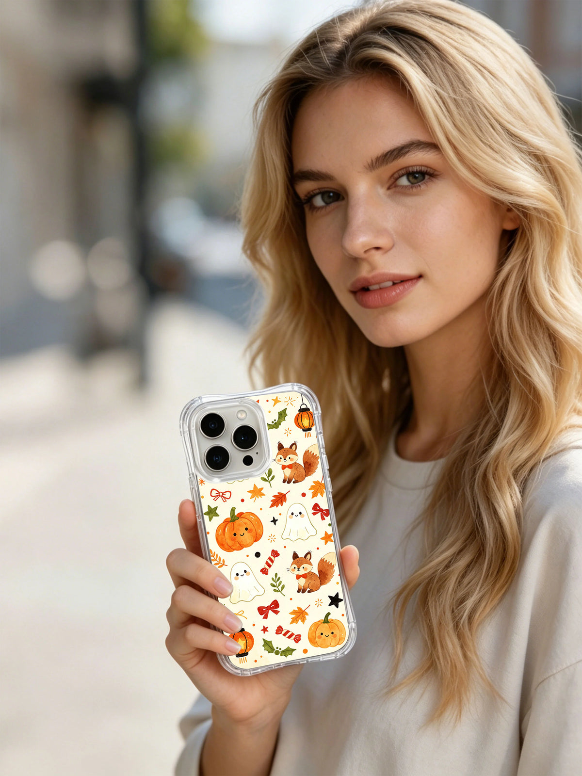 Happy Halloween Forest Friends iPhone 14 Pro case lifestyle view
