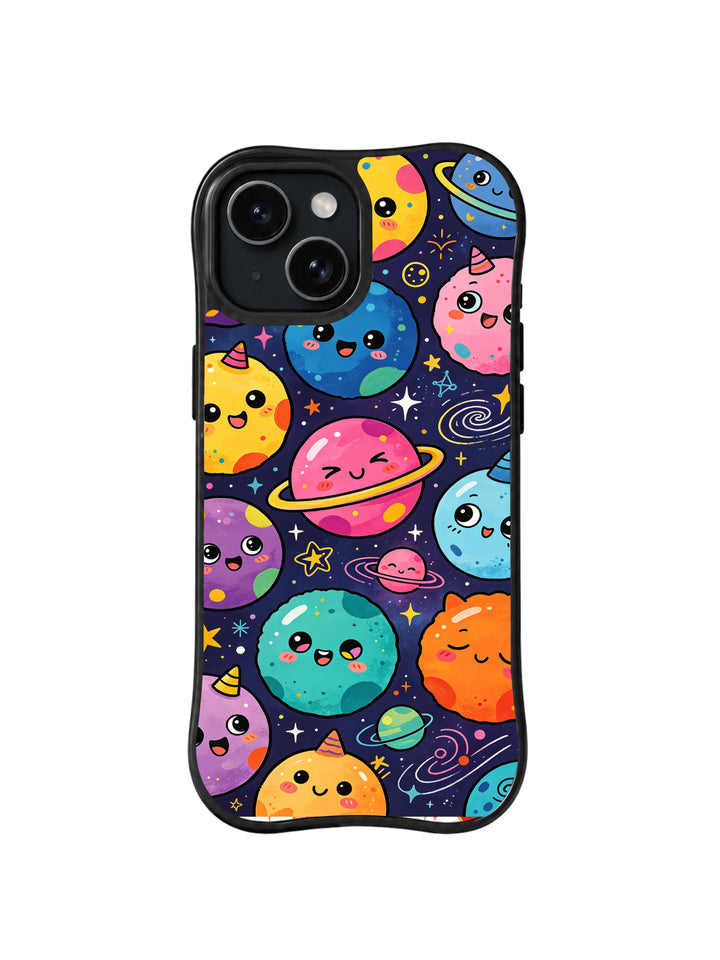 Happy Planet Parade iPhone 15 Plus Case – Cute Celestial Art