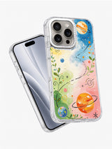 Happy Planet Playground colorful space iPhone case angled display