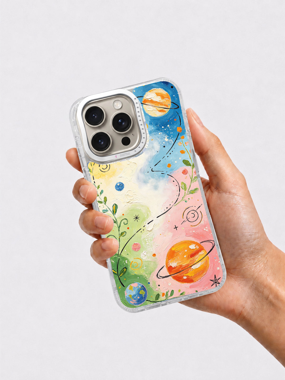 Happy Planet Playground colorful planet case paired phone display