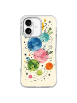 Smiling Watercolor Orbits art on iPhone 16 Pro case