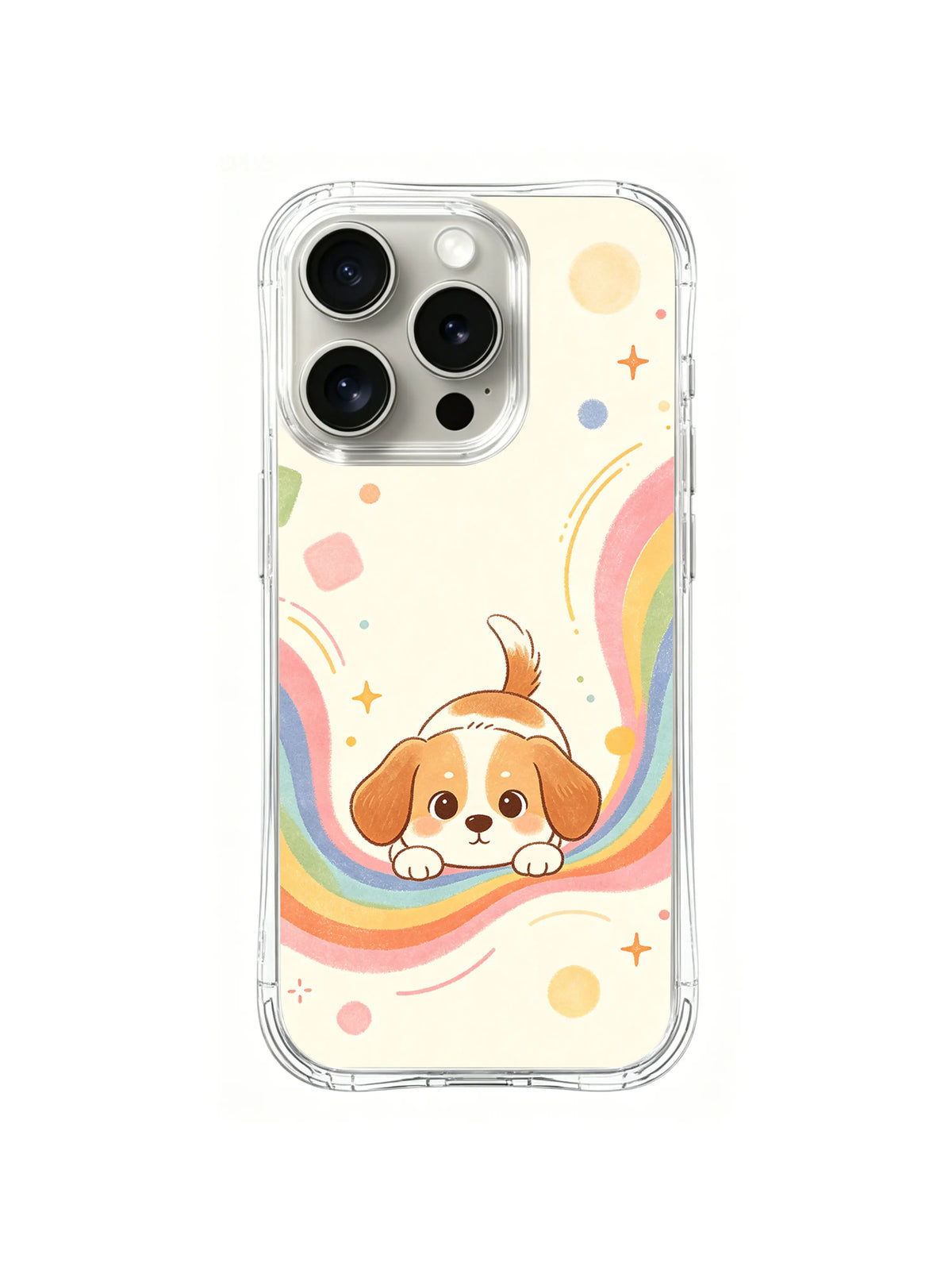 Rainbow Meadow Puppy pattern iPhone 14 Pro case
