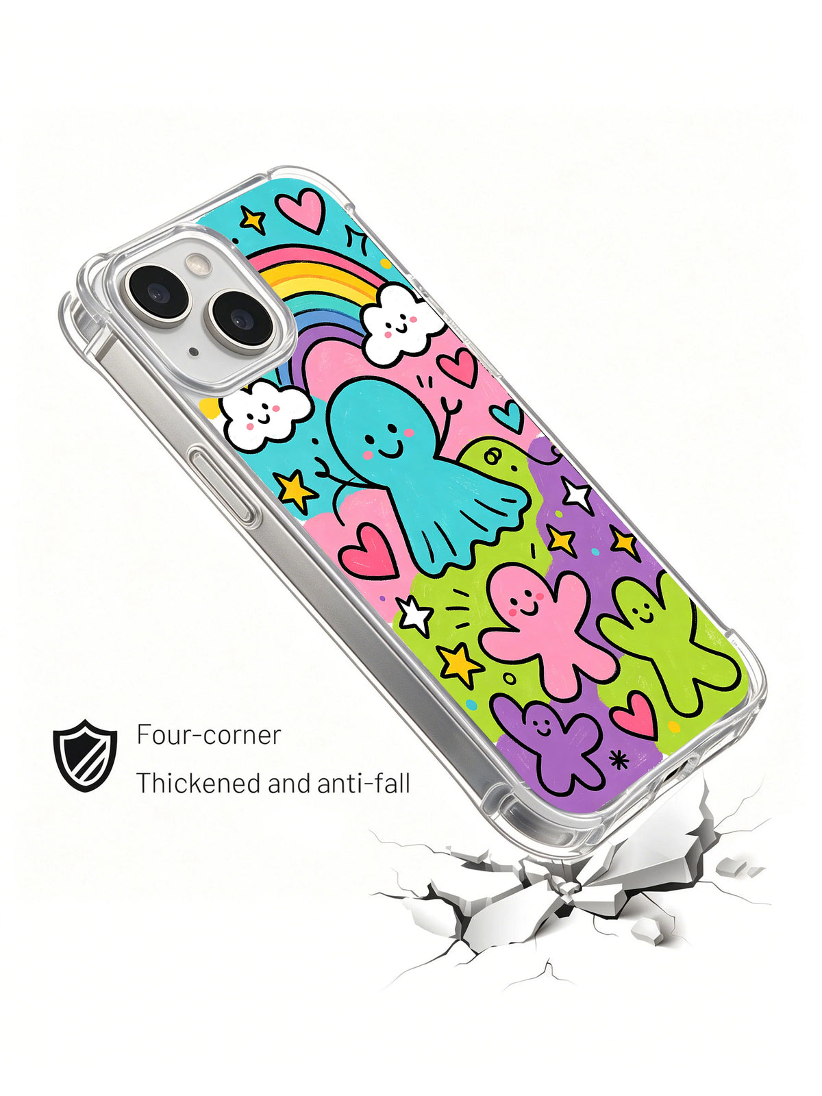 Happy Rainbow Soul iPhone 14 case corner protection view