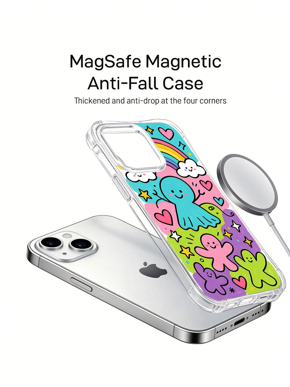 Happy Rainbow Soul iPhone 14 case magnetic accessory view