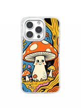 Happy Wild Mushroom Forest art iPhone 15 Pro Max case front view
