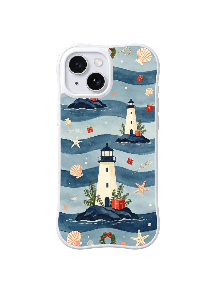 Harbor Christmas iPhone 15 Case – Coastal Lighthouse Art