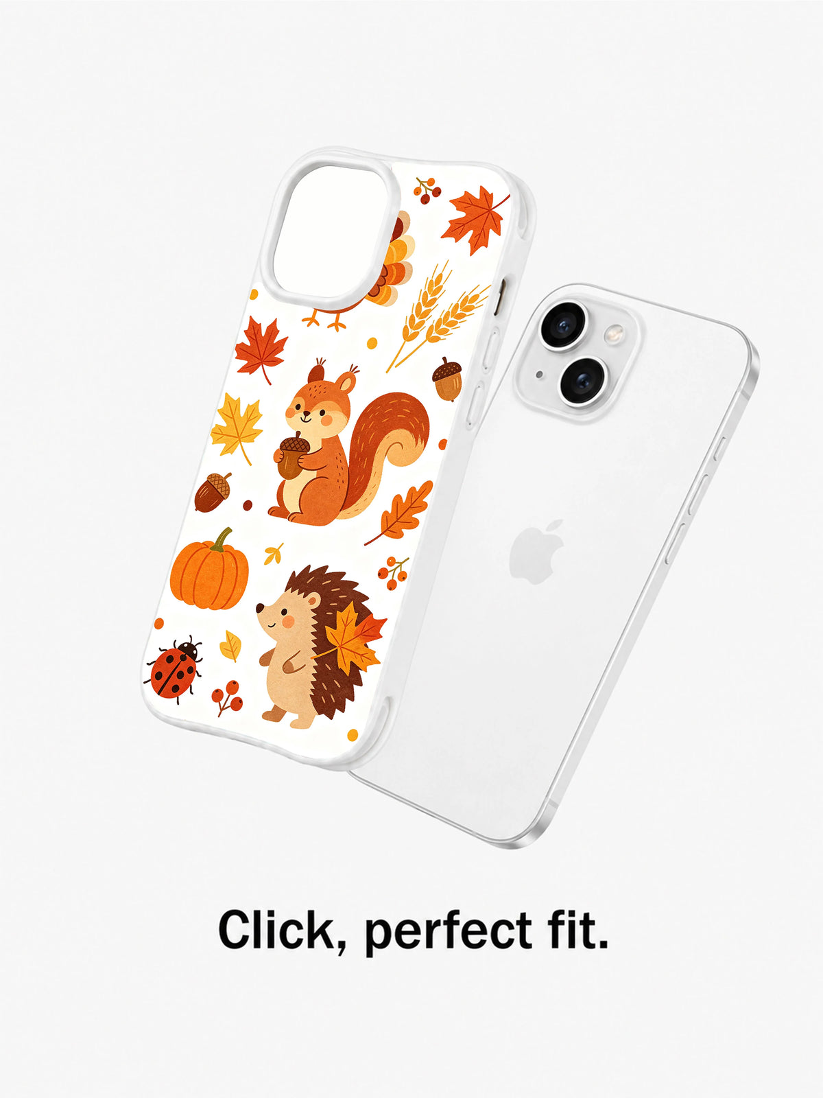 Harvest Friends Parade: Decorated case shown separately beside the rear of a phone.