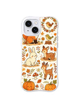 Harvest Wreath Animals pattern on a white iPhone 14 case