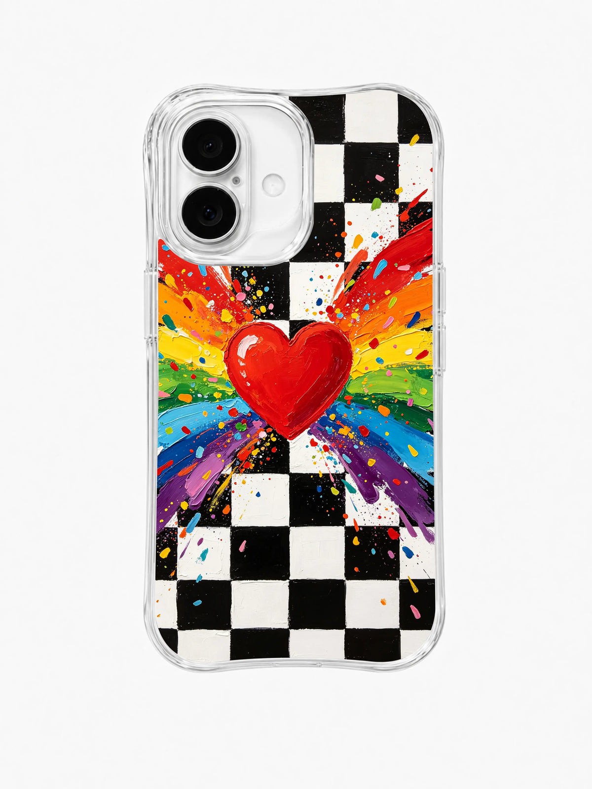 Rainbow Wings Heart iPhone 16 Plus case pattern