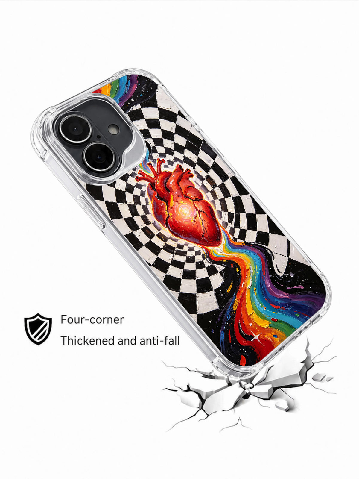 Heart Galaxy iPhone 16 Plus case anti-fall view
