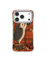 Hedgehog by stump and crab apples iPhone 17 Pro case pattern two