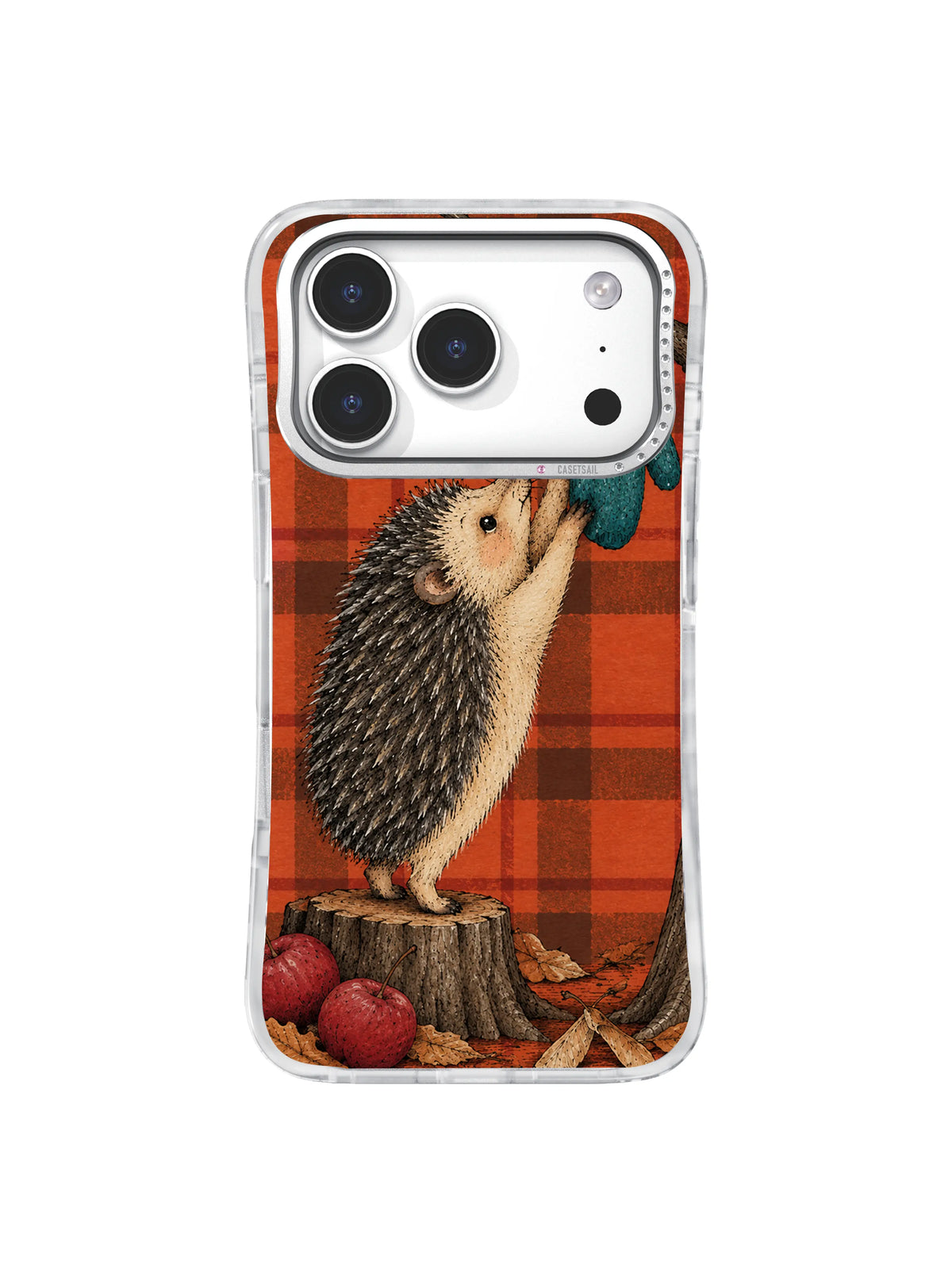 Hedgehog lost-and-found corner with blue-green glove iPhone 17 Pro case pattern three