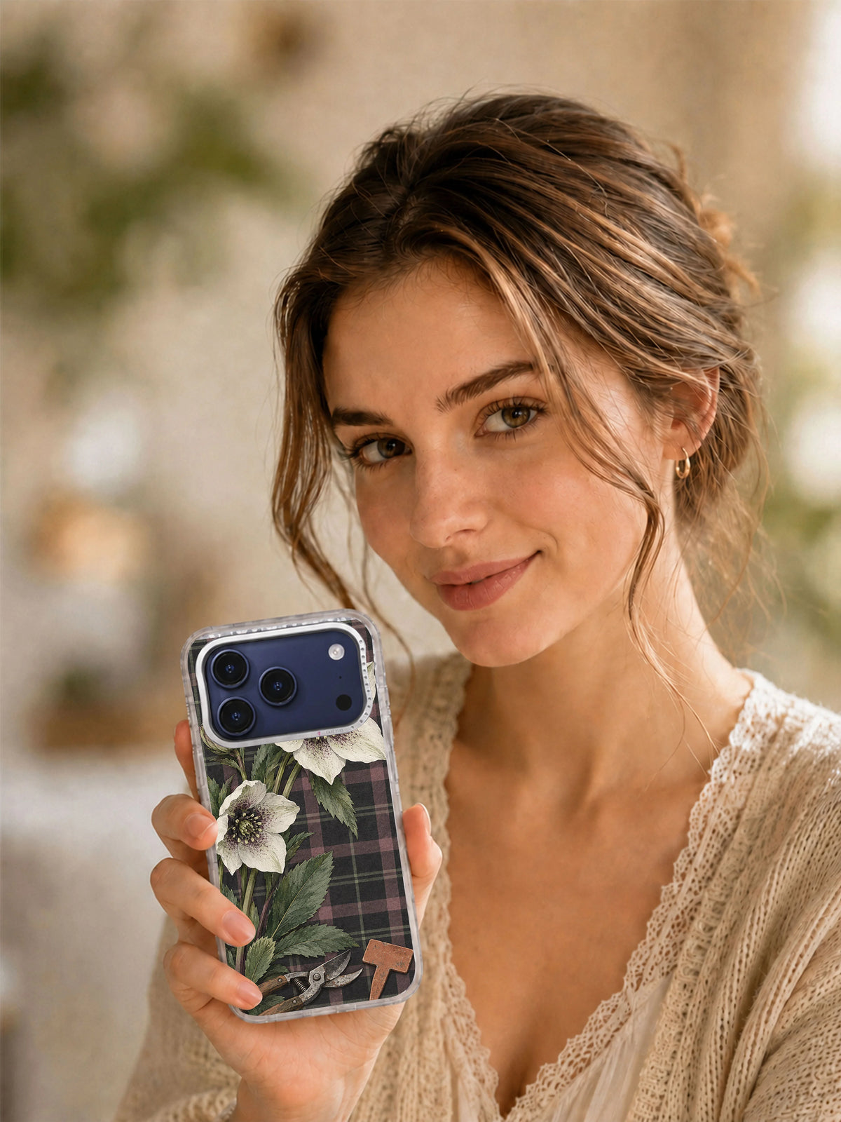 Hellebores After the Door Closes iPhone 17 Pro case lifestyle view