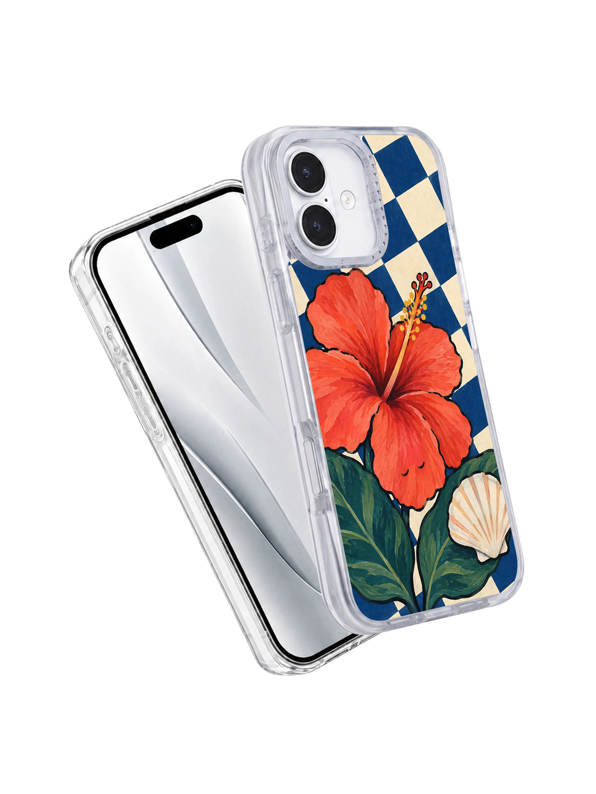 Hibiscus at Low Tide iPhone 17 case angled paired view