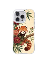 Hidden Bamboo Red Panda: Kızıl panda bambu sapları, kamelyalar ve kıvrılan çizgili kuyruğun arasında saklanır.