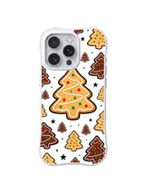 Holiday Cookie Echo / Golden Tree Stars: A large central golden tree with small brown trees and black stars around it.