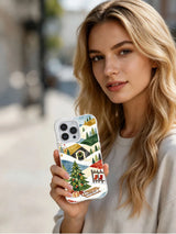 Lifestyle view of a Holiday Quilt Hills iPhone 16 Pro case