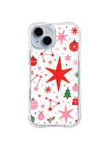Holiday Star Sparkle: Büyük kırmızı yıldız; çevrede ince takımyıldızı çizgileri ve küçük süsler.