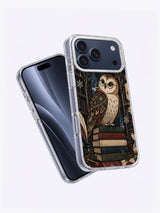 Angled front and side view of Holly Library Owl iPhone 17 Pro Max case