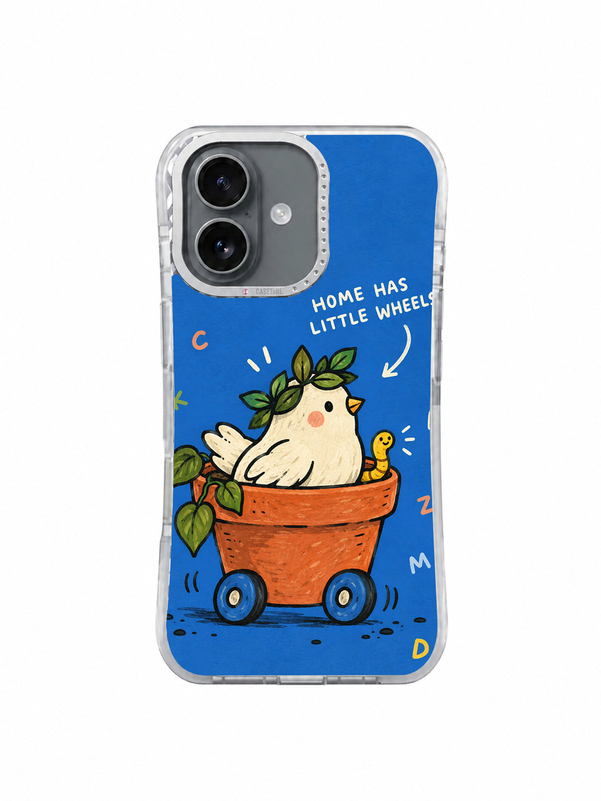 Home Has Little Wheels iPhone 16 case front view