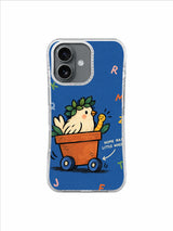 Cream bird and yellow worm mobile home illustration iPhone 16 case