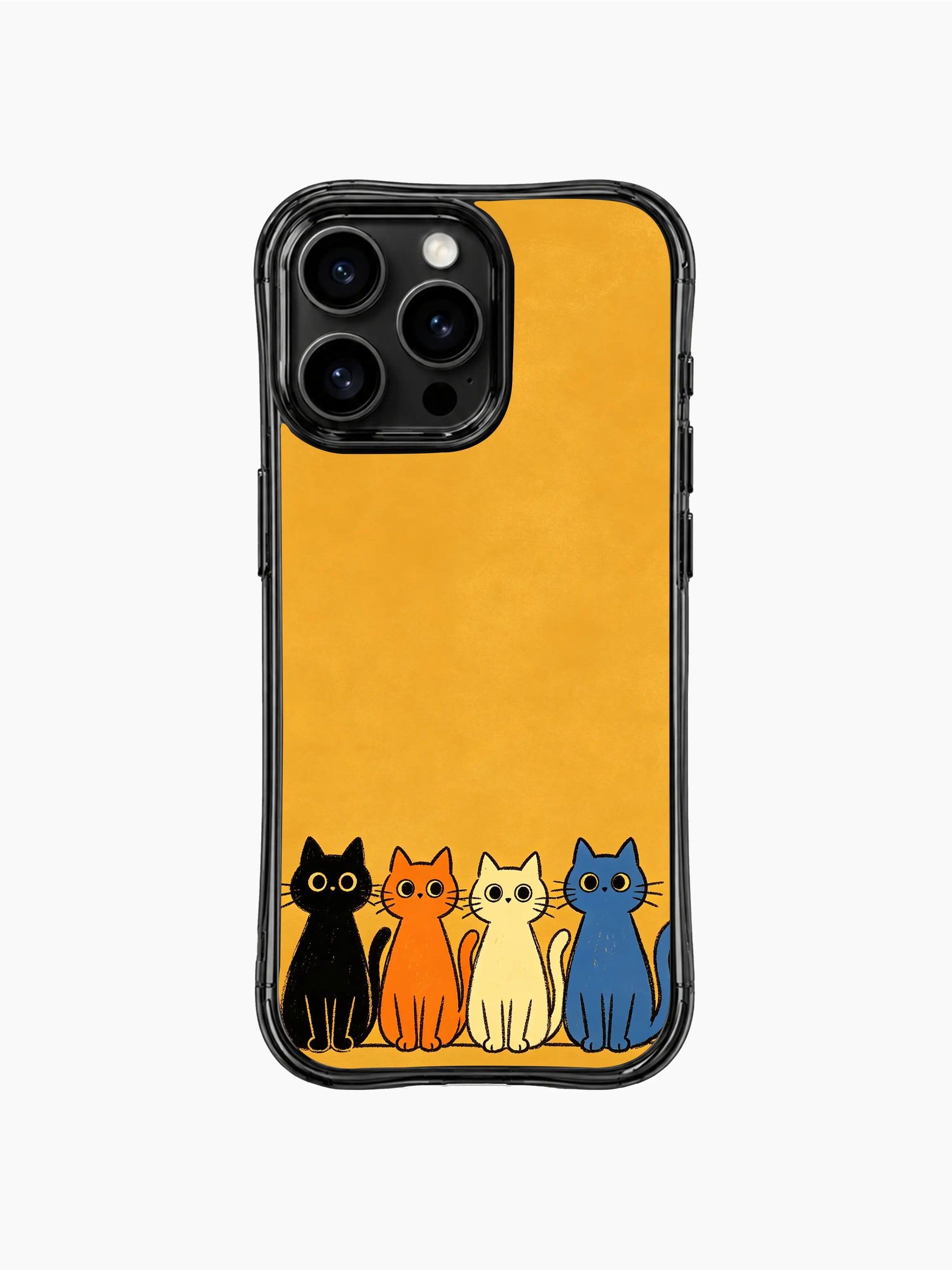 PhoneCasing iPhone 16 pro max anti-yellowing case with Mimi Colorfield art, cute cats on a warm theater backdrop.
