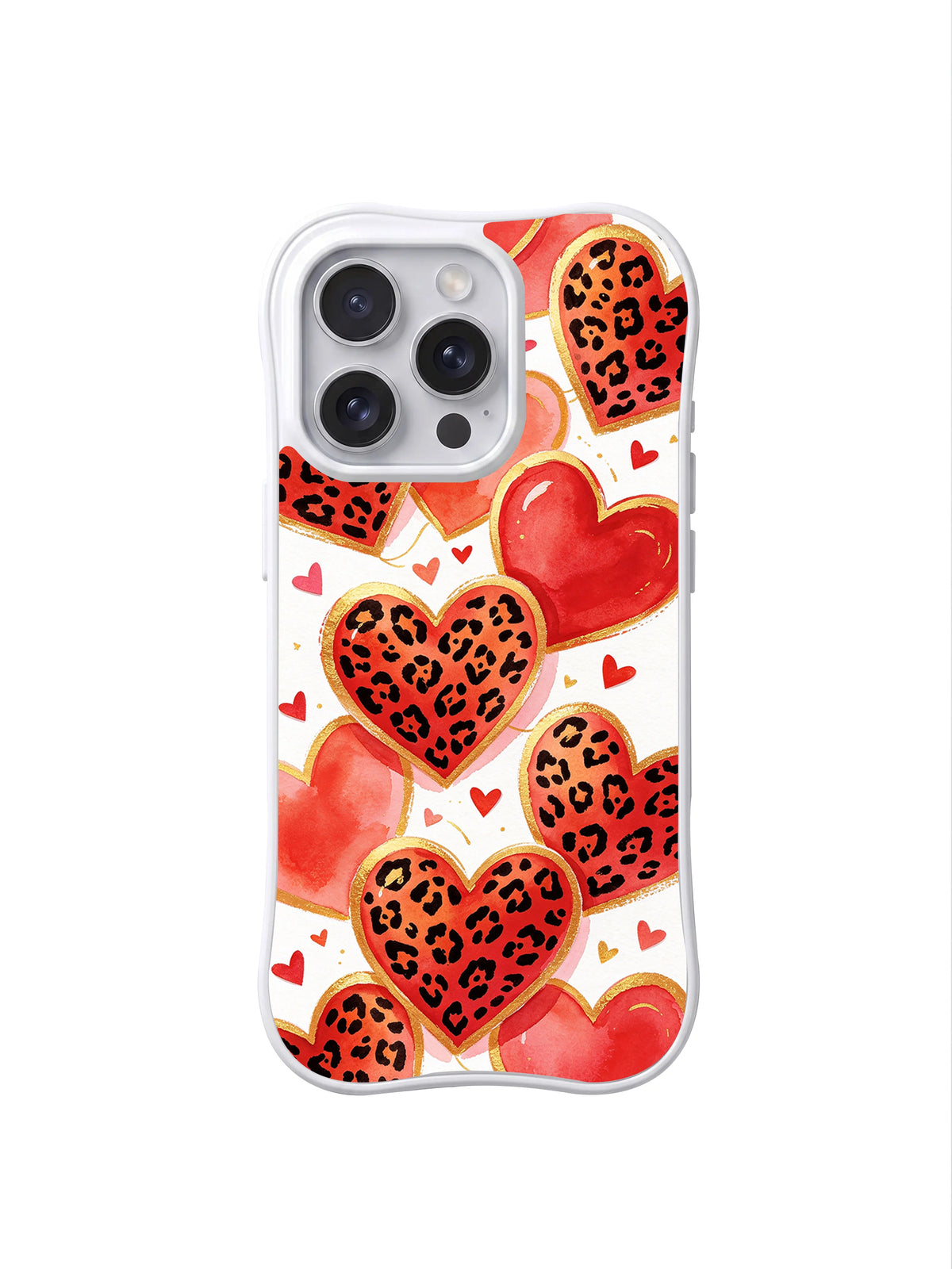 Honey Leopard Hearts watercolor leopard heart iPhone 16 Pro case front view