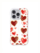 Golden Leopard Heart Drift pattern iPhone 16 Pro case