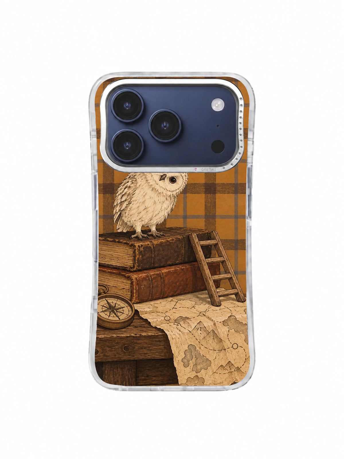 Owlet, ladder and parchment map iPhone 17 Pro case pattern two